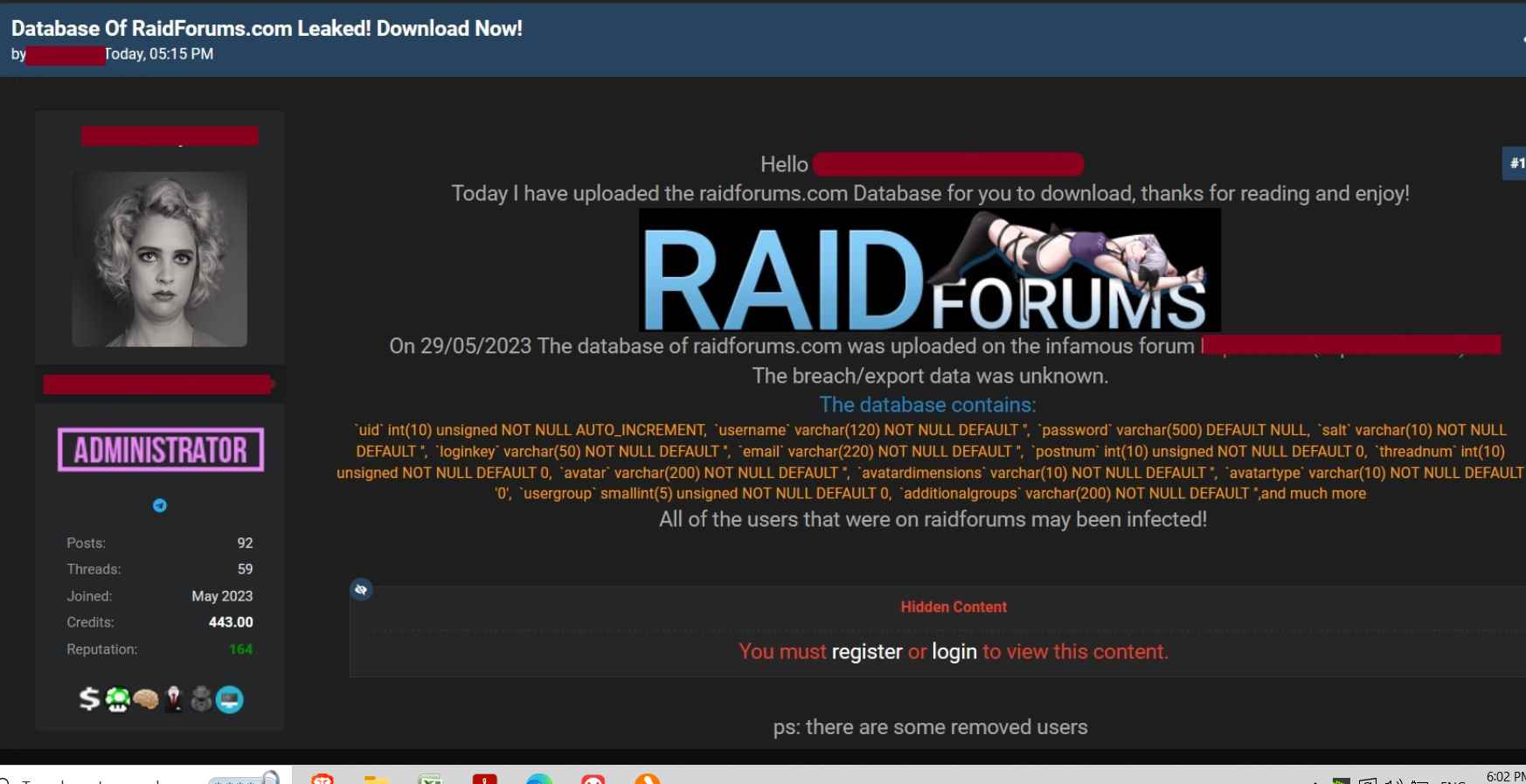 478,000 RaidForums members data leaked to a new hacker forum